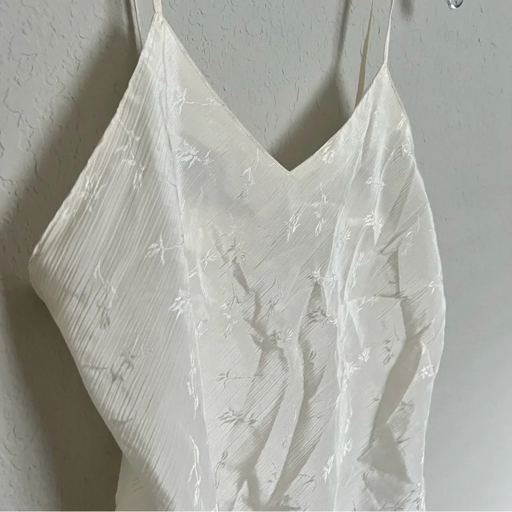 Vintage 90s Ivory Floral Embroidered Camisole Top Size 6 Fairy Coquette Cottage